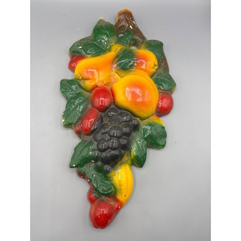 Vtg MCM Chalkware Fruit Themed Plaster‎ Wall Hanging Decor Kitchen